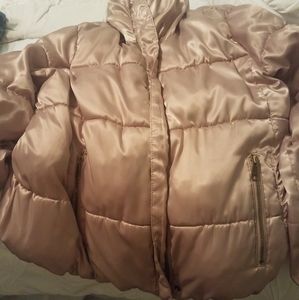 Pink puffer coat